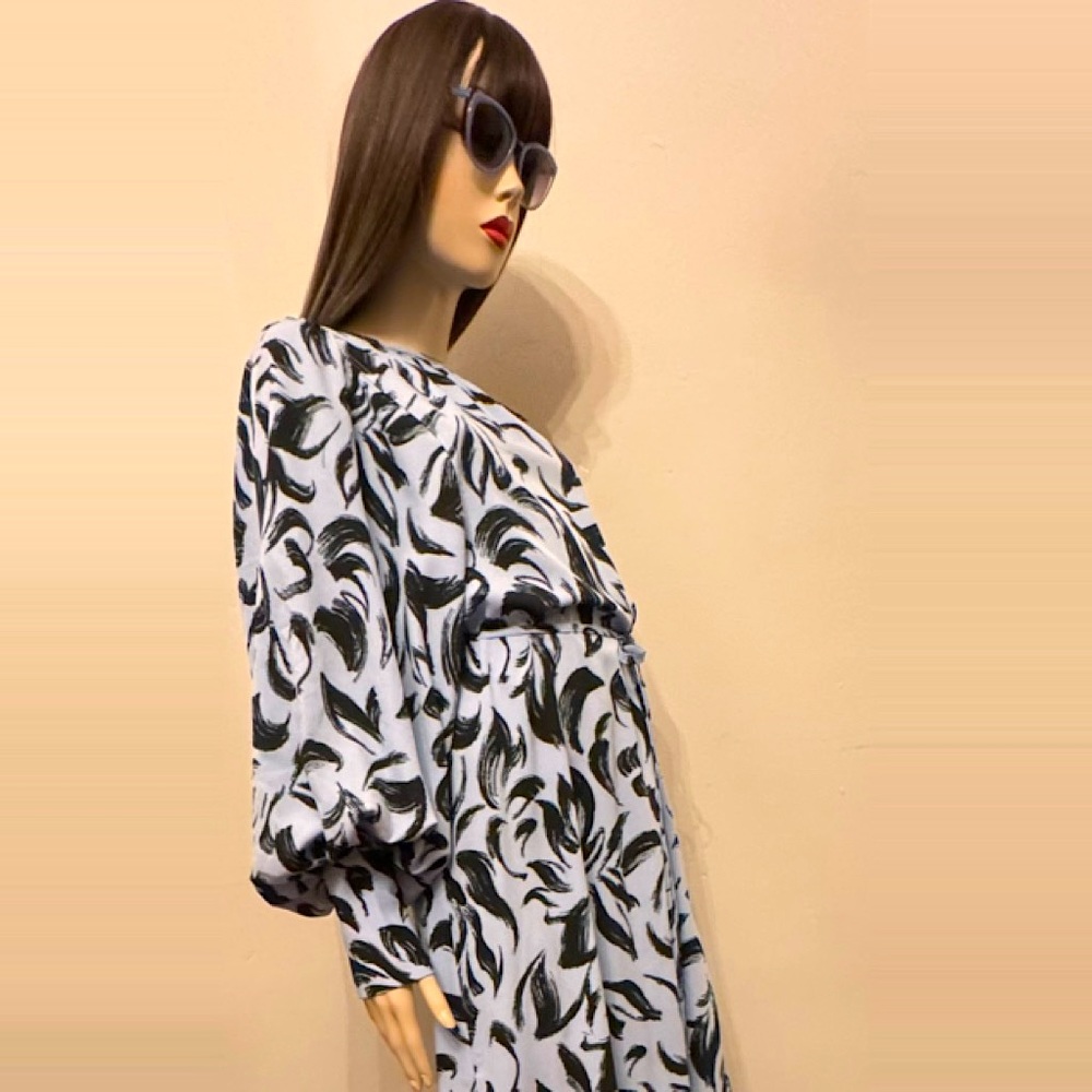 Topshop Balloon Sleeve Midi Dress